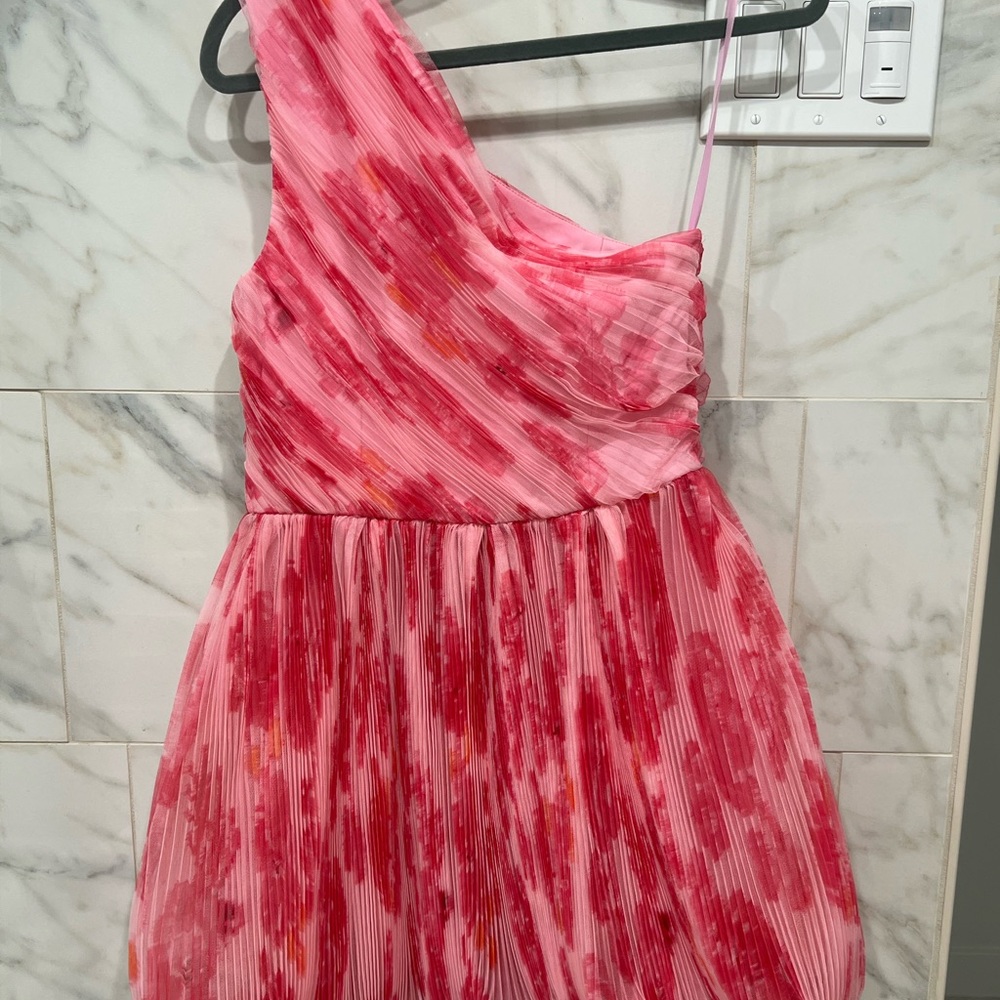 Pink One-Shoulder Kids Dress